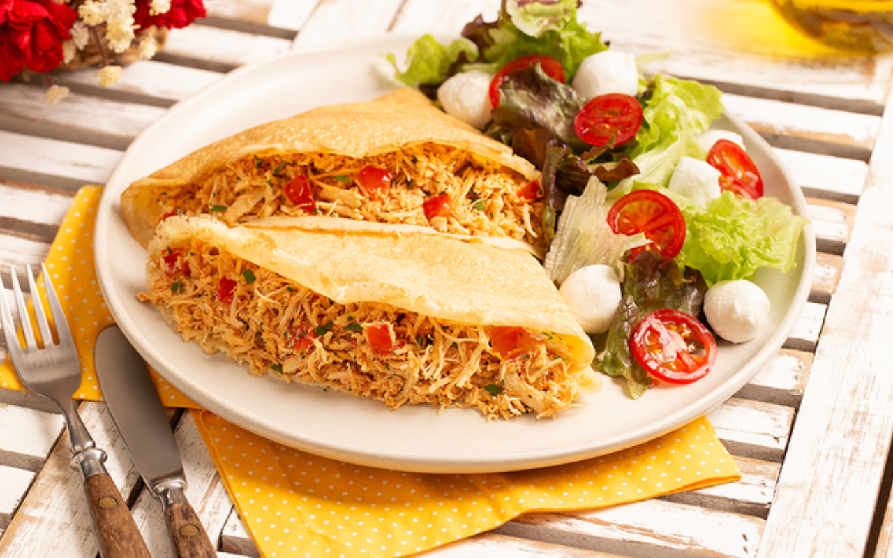 Crepe de Frigideira com Frango